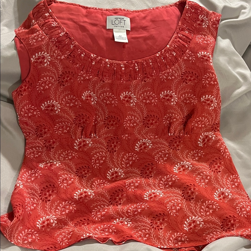 LOFT Coral Printed Sleeveless Scoop Neck Camisole